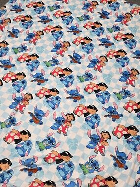 Lilo & Stitch Blue Check Plush Throw Blanket - Kids Disney Character Print